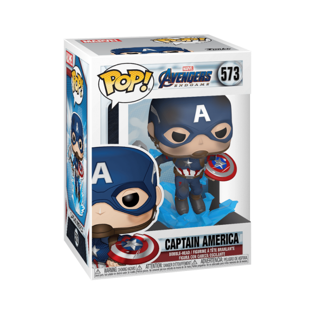 FUNKO POP! Vinylfigur: Avengers: Endgame - Captain America w/Broken shield and Mjölnir