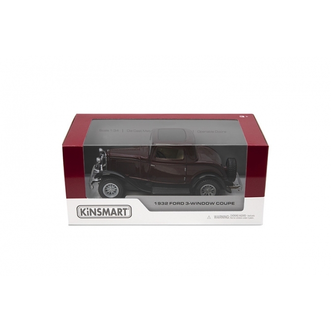 KINSMART gjuten modell 1932 Ford 3-Window Coupe skala 1:34