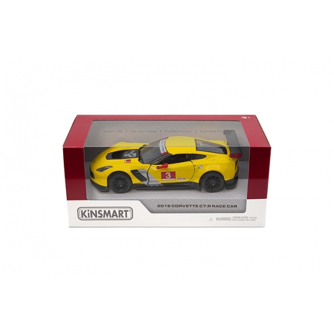 KINSMART gjuten modell 2016 Corvette C7.R Race Car skala 1:36