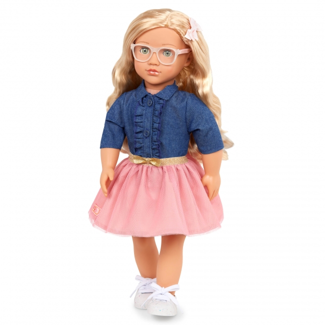 OUR GENERATION Doll Emily med jeansskjorta och rosa kjol 46 cm